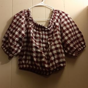 Plaid Off the Shoulder Top